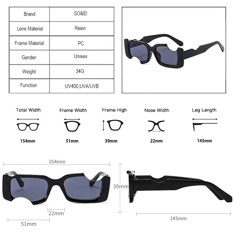 SO&EI Ins Popular Fashion Unique Rectangle Sunglas Women Vintage Candy Color Eyewear Men Square Shades UV400 Sun_voghion.com