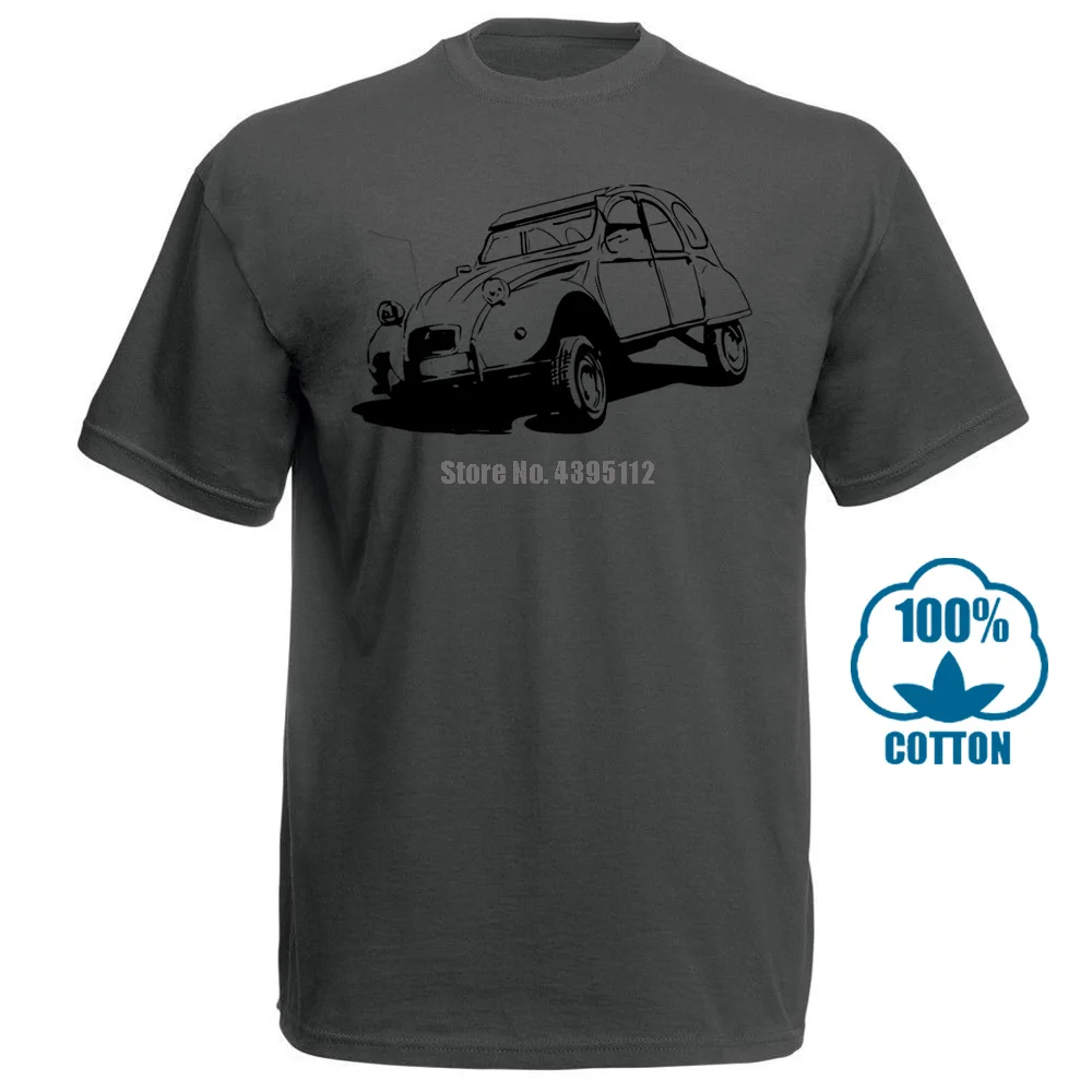 Новая летняя мужская футболка в стиле хип-хоп 2Cv футболка 2 Cv Citroen Франция автомобиль тонкая футболка 012954 - Цвет: Темно-серый