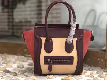 

free shipping the new style fashion and classic genuine cow leather women handbag one shoulder bag crossbody bag smile bag 20 cm