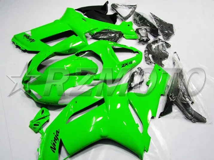 ABS полный обтекатель комплект подходит для Kawasaki ZX6R 2007 2008 Обтекатели ZX-6R 07 08 ниндзя 636 зеленые огни Кузов Набор