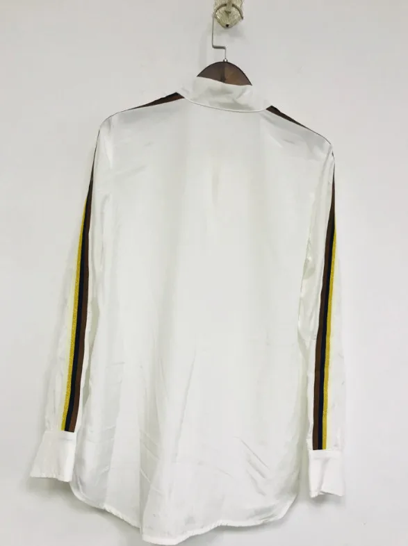 Women Bow Shirt Solid White Button Ofiice Lady Blouse Casual Long Sleeve Tops