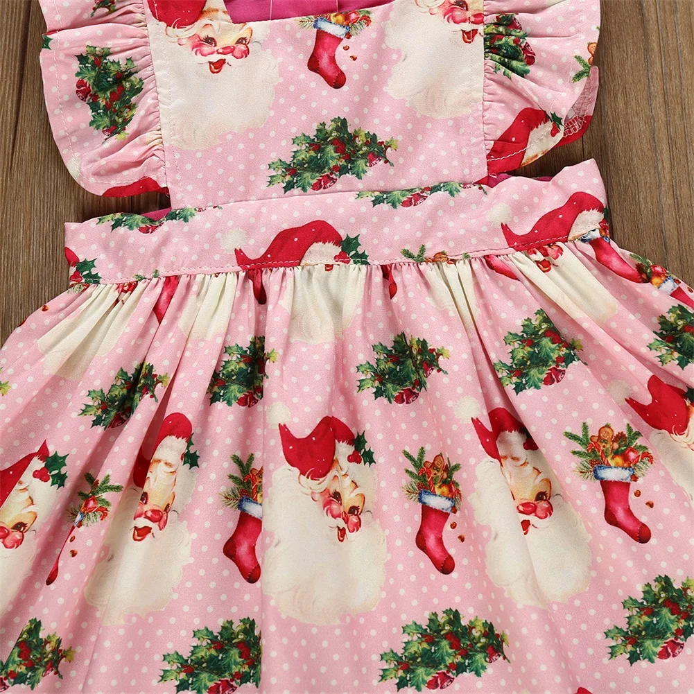 Рождественские одинаковые топы для маленьких девочек; платье-комбинезон; одежда с оборками и рисунком; одежда на Рождество