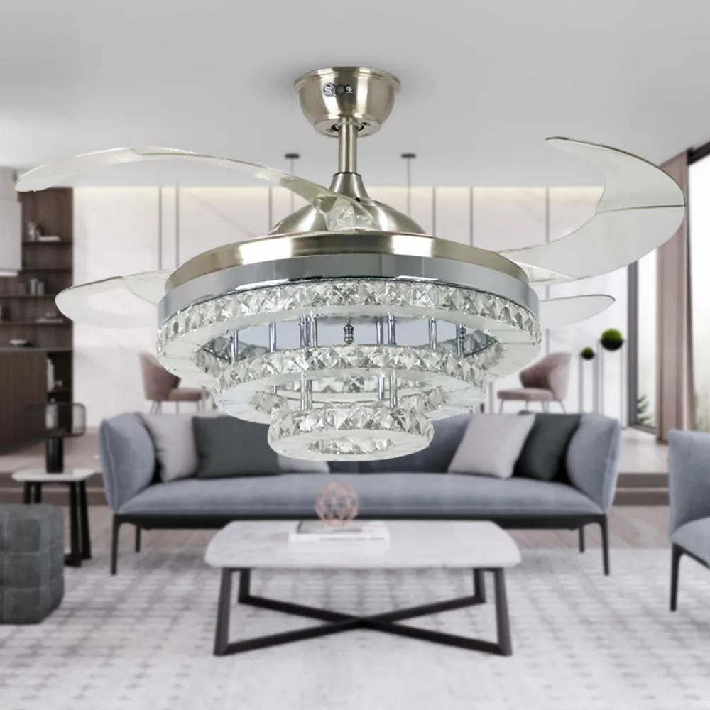 YEELED Light 42" Invisible Ceiling Fan with 3 Color Light and Remote