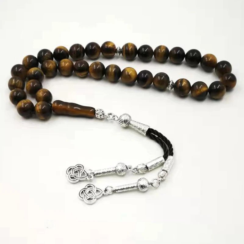 Натуральный тигровый глаз tasbih мусульманский человек мисбаха Молитвенные Четки 33