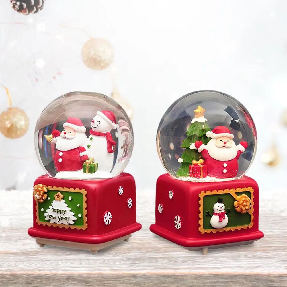 Hot Santa Claus Snow Globes Glass Crystal Ball Lighting Music Box Craft Home Desktop Decoration Christmas Wedding Birthday Gift