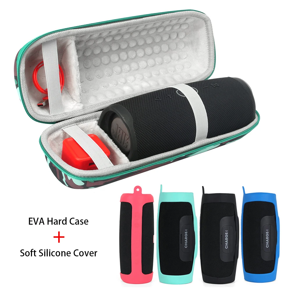 2 In 1 Custodia Rigida Per Custodia Con Cerniera In Eva + Custodia Morbida In Silicone Per Altoparlante Bluetooth Jbl Charge 4 Per Custodia Jbl Charge