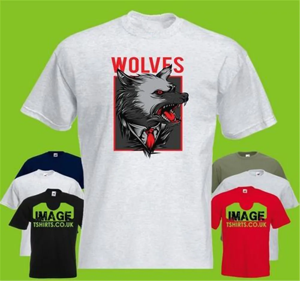 

Wolves Suited Mens Printed T-Shirt Art Suit Shirt Tie Growl Animal High Quality Tee Shirt