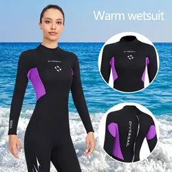 Women Neoprene Wetsuits Full Body Scuba Diving Suits Snorkeling, Surfing Swimming Long Sleeve Keep Warm Back Zip for Water Sport
