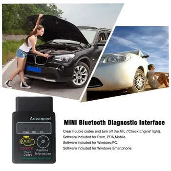 

New Car-Styling Mini Size Advanced Bluetooth Scan Tool For Auto ELM327 OBDII OBD-II OBD2 Portable Black Car Diagnostic Device