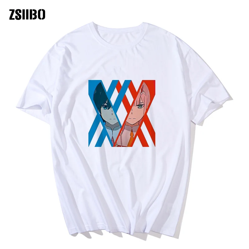 

ZSIIBO Man's Darling In The Franxx T Shirts Zero Two Waifu Funny Short Sleeves Anime Manga Tees clothing Pure Normal T-Shirts