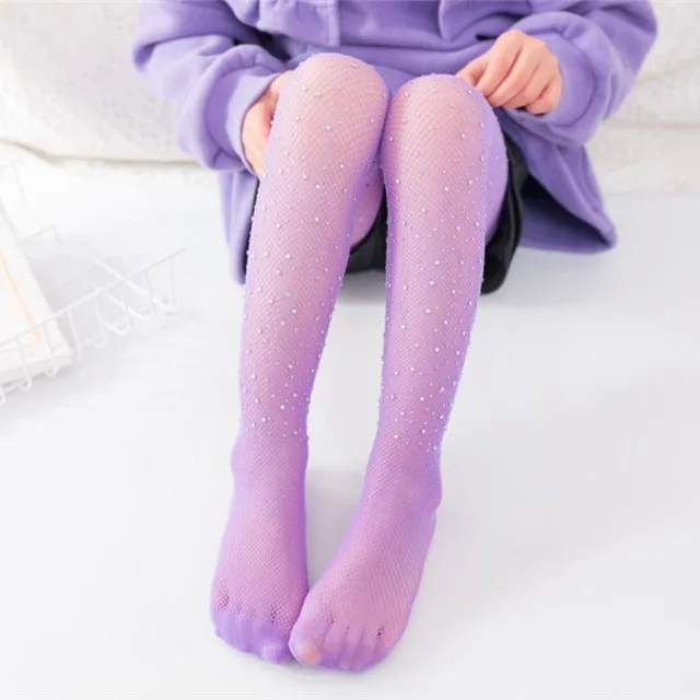 Pantyhose Diamond Tights Stockings Kids Tights Summer Kids Fishnet Top Girls Sequin Children Mesh Fishnet Net Pattern