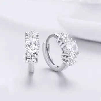 

Qikaola 925 Sterling Silver Crystal Round Circle Clear Cubic Zircon Earrings for Women Sterling Silver Jewelry CME485