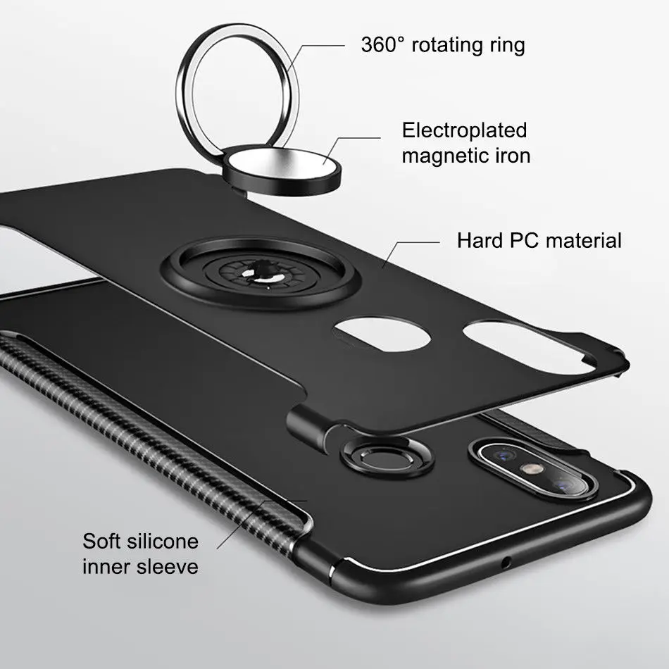Для Xiaomi Mi 8 SE 6 6X 5X Примечание 3 A1 A2 Lite чехол армированный 3in1 палец кольцо чехол для Xiaomi Redmi Note 5 5A 4 4X6 Pro 6A