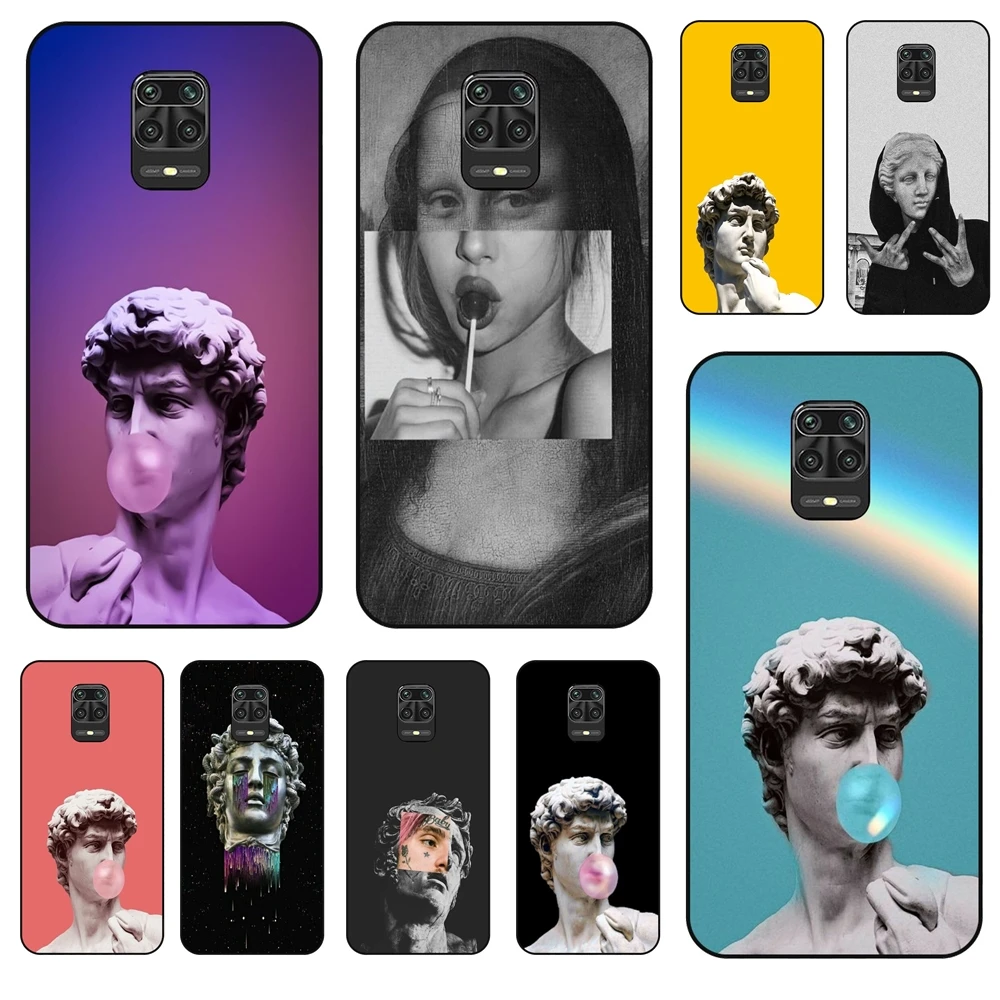 Aesthetic Statue Mona Lisa David Xiaomi Redmi Note 9S Black Cover Silicone Prime Best Price Protective Phone Fundas For | Мобильные