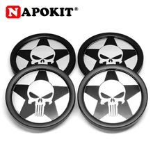 4 шт. 65 мм Эмблема для автомобиля с черепом, колпачок для ступицы колеса, бейдж Для ступицы, Пыленепроницаемая декоративная крышка