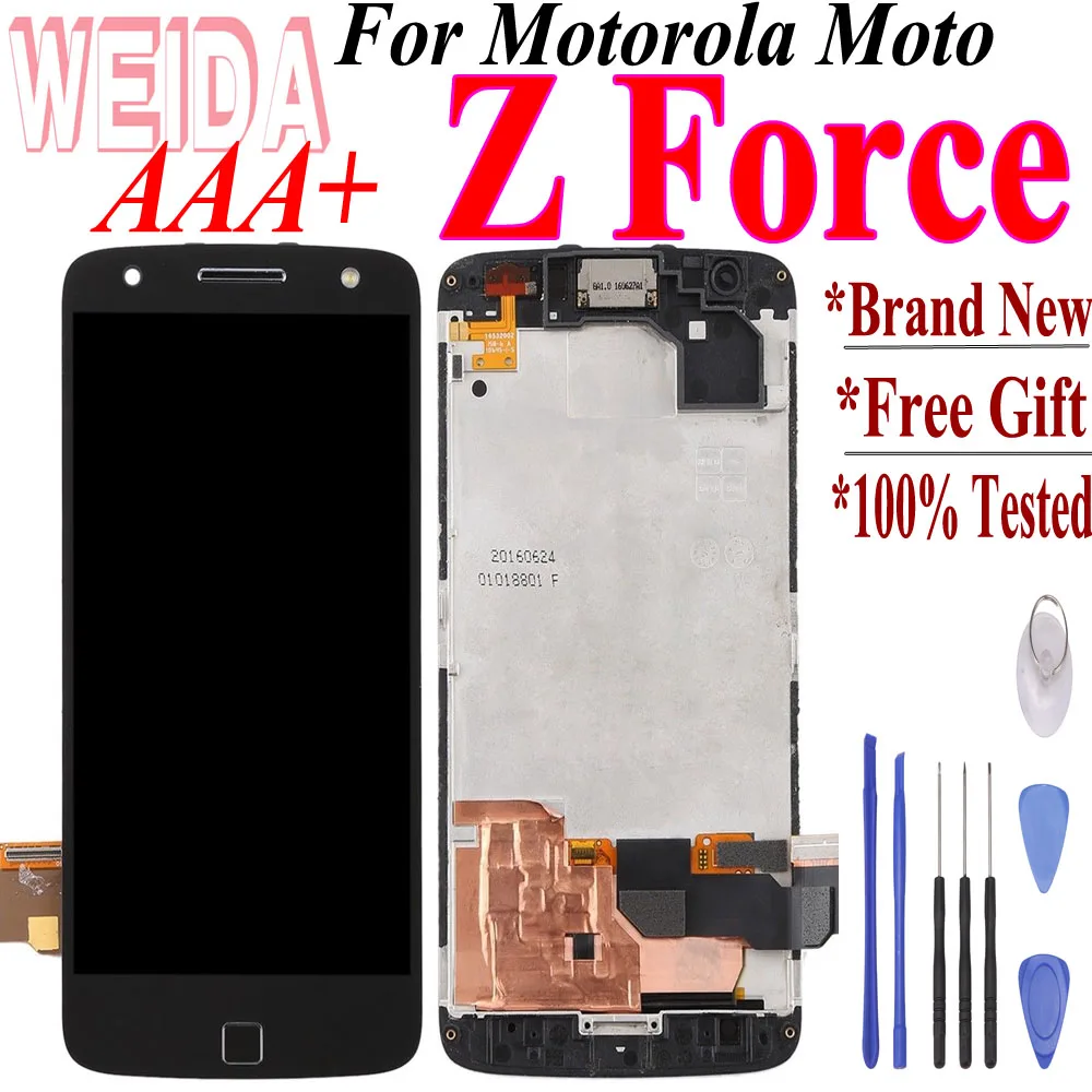 

No Dead Pixel For Motorola Moto Z Force XT1650 LCD Display Touch Screen Digitizer Replacement For Moto Z Force Tested with Tool