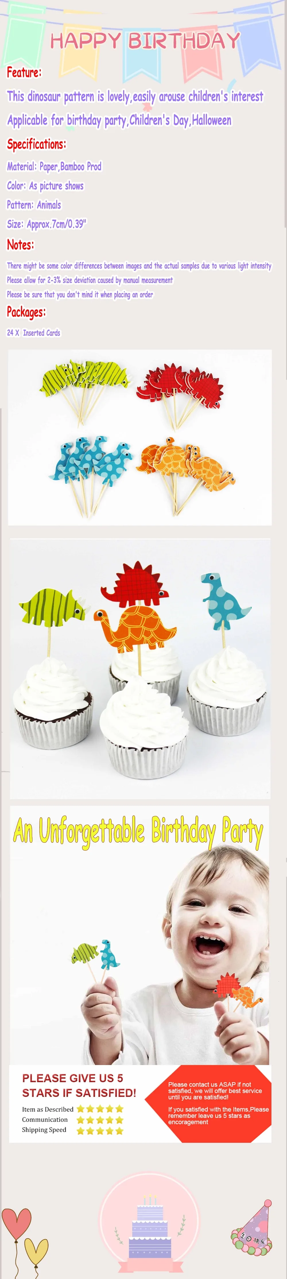 Decorations De Dessin Anime Dinosaure 24 Pieces Animaux De La Jungle Cupcakes Cupcakes Pics Decoration De Gateau Pour Bebe Ou Mariage Aliexpress