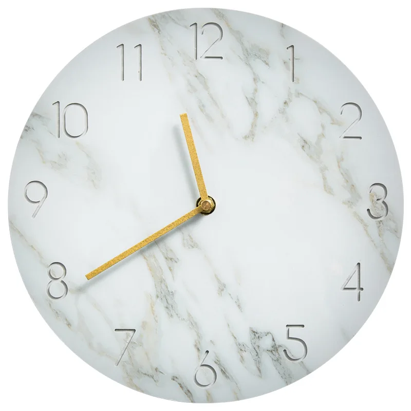 

11 Inches Nordic Minimalist Marble Wall Clock Art Clock Ornament Restaurant Cafe Shop Circle Wall Clock Modern Design Home Decor