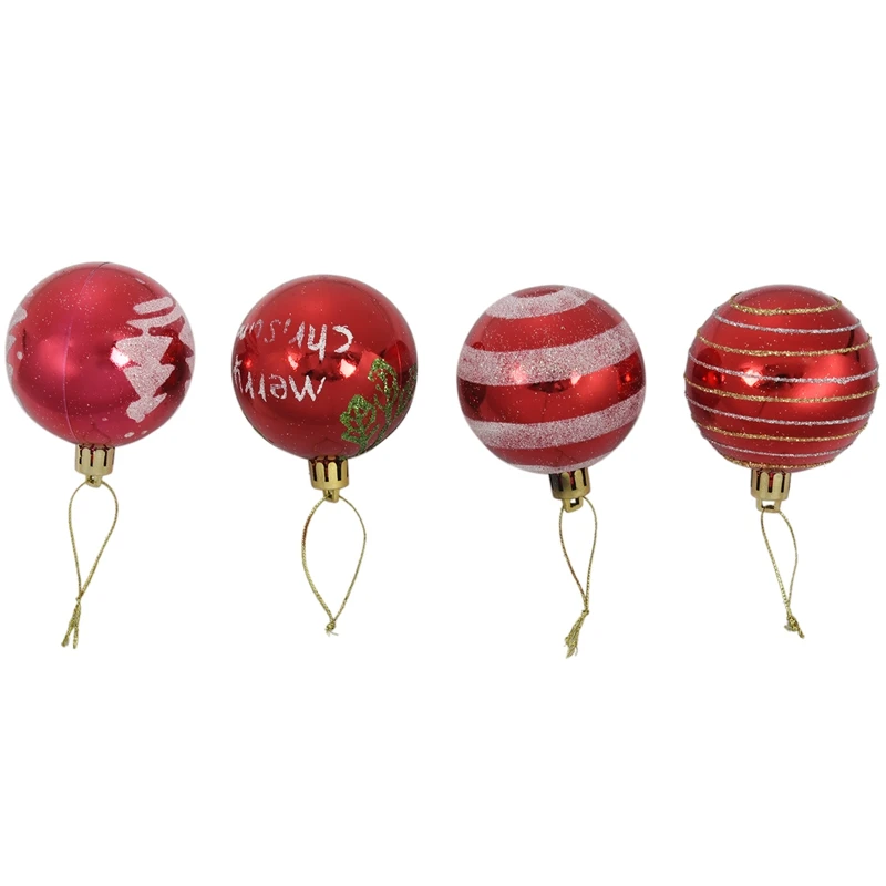 New-24PCs Рождество 6 см пластиковые украшения елки мяч(красный