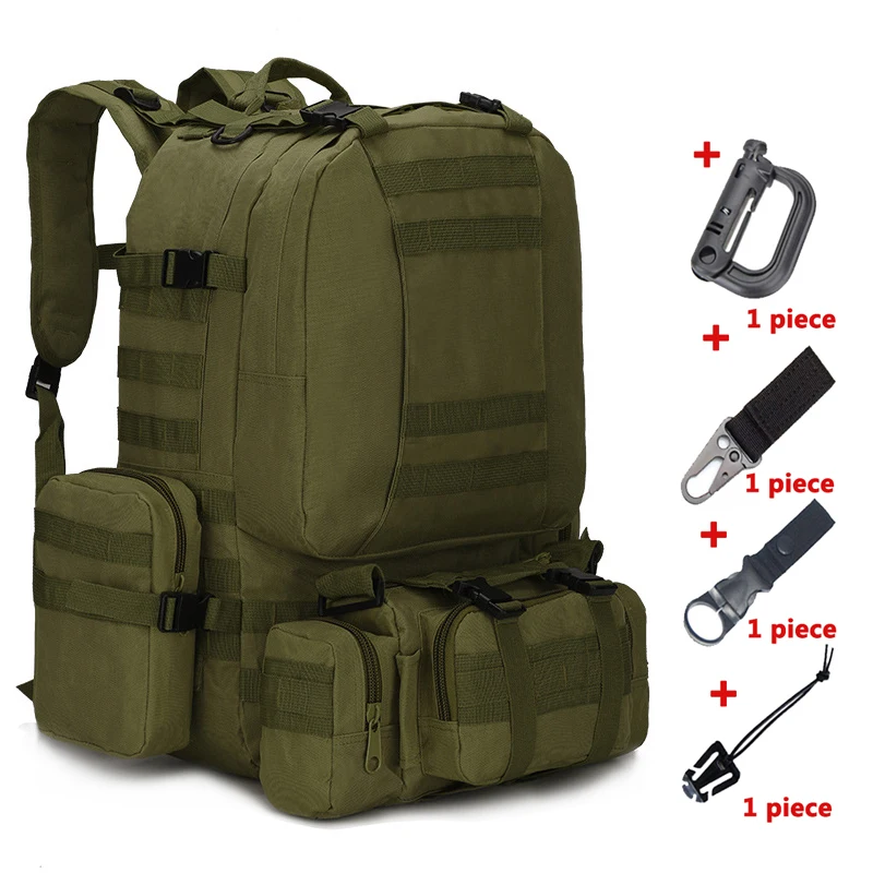 bag and hooks 55L Molle военный рюкзак SWAT армейская полевая камуфляжная дорожная Сумка Многофункциональная двойная сумка большой емкости ACU рюкзак - Цвет: bag and hooks