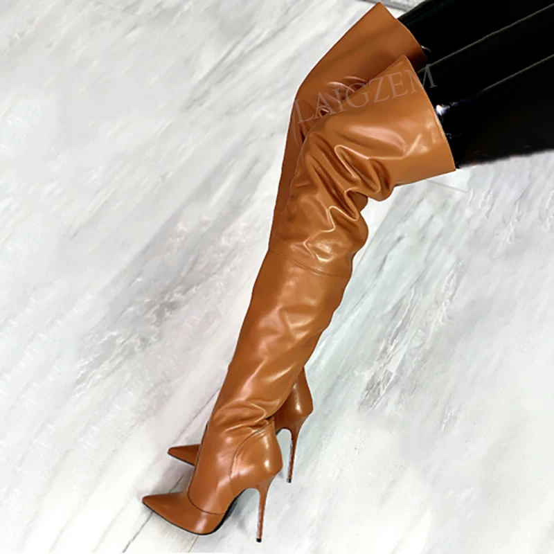 Stiletto Heels Boots Over-Knee LAIGZEM Women Girls Botas-Size Mujer Unisex Ladies Zip
