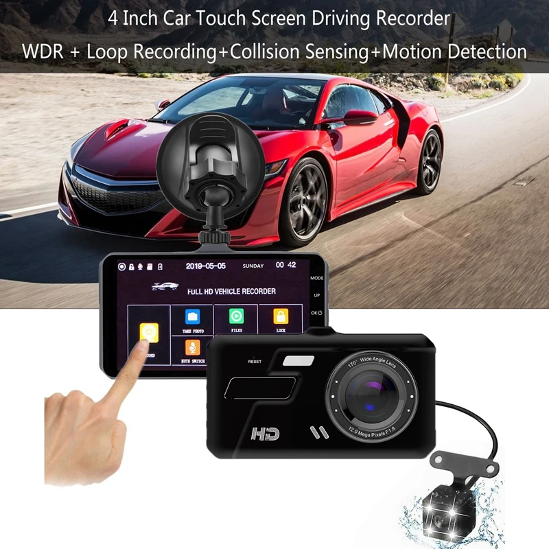 4 дюйма 1080P вождение автомобиля Регистраторы автомобиля Камера Dvr Ips капюшон с детектором движения G Сенсор
