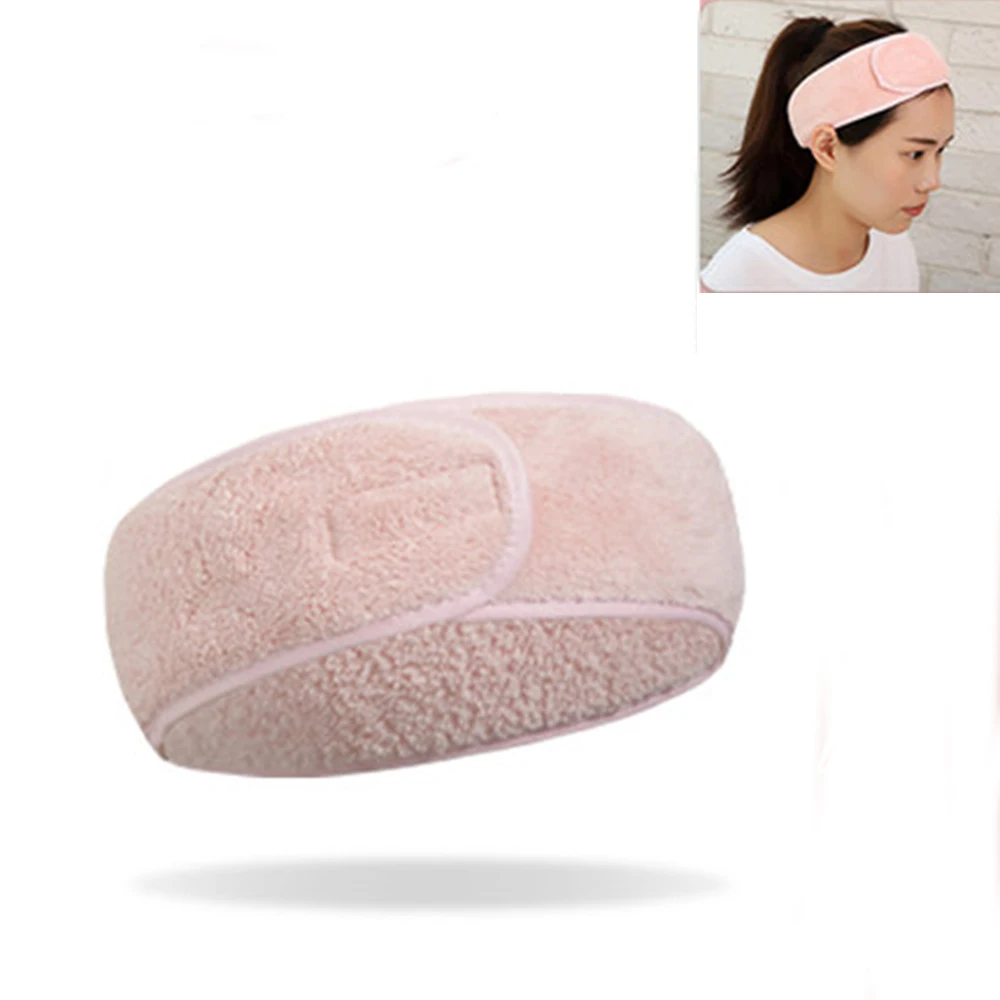 Регулируемая повязка для волос для мытья лица, косметическое обертывание, тиара, тюрбан, женский макияж, для лица, полотенечная повязка для ванны, аксессуары для спа-салона - Цвет: pink