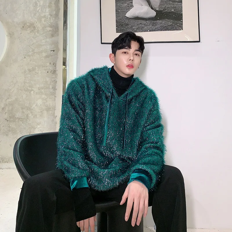 Мужская осенне зимняя повседневная толстовка с капюшоном и кисточками для