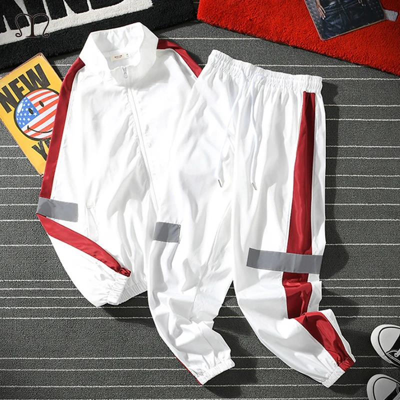 

Men Sportswear Set Spring Autumn Hoodies Set Mens Tracksuit Patchwork Hip Hop Sweatshirt+pants Male Casual Two Pieces Track Suit