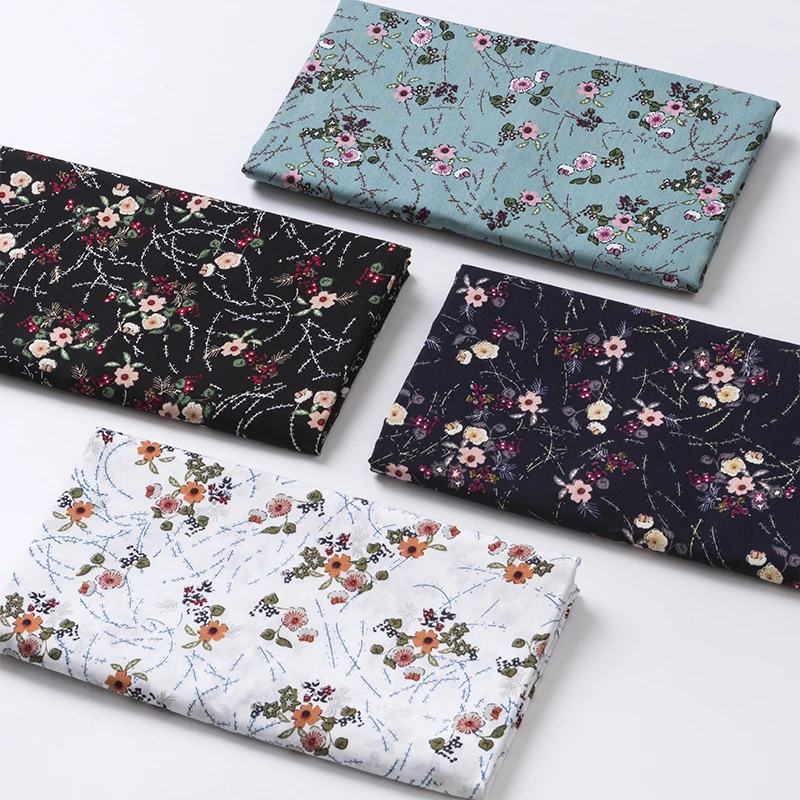 Хлопчатобумажная ткань для платья, Высококачественная саржевая тонкая ткань с цветочным принтом, сделай сам, кукольная ткань для изготовления постельных принадлежностей, стеганое одеяло, украшение ручной работы