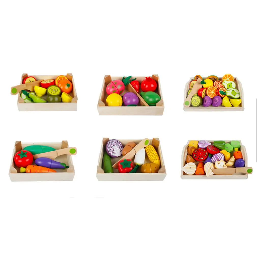 Children's Magnetic Cutlery Kitchen Toys Wooden Girl Cuts Fruit And Vegetable Combination Playhouse Set