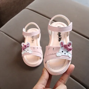 

flat Girls Sandals Summer Cute Bunny Soft Children's Beach Shoes Toddler girls Sandals Princess Fashion Little Girl kids Shoes