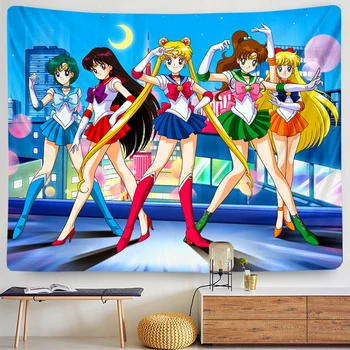

Sailor Moon Tapestry Anime Kawaii Room Macrame Wall Hanging Macrame Decoration For Female Dormitory Bedroom Home Accessories