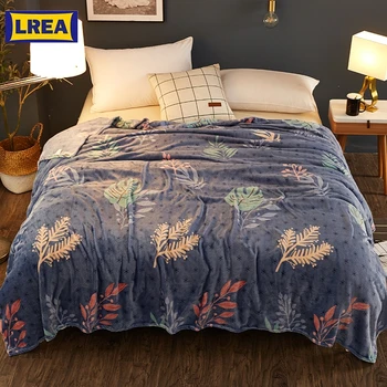 

LREA High quality throw coral плед fleece blanket on the bed soft winter for sofa warm bedspread 4 sizes