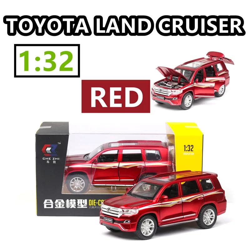 1:32 Toyota Land Cruiser 6 открыть дверь со звуком светильник детская брелок для автомобильных ключей, Модель Коллекция подарков отводной автомобиль - Цвет: Черный
