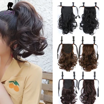 

LUPU Short Curly Ponytail Clip In Hair Extension Drawstring Synthetic Heat Resistant Fiber Hairpiece Pony tail for Women