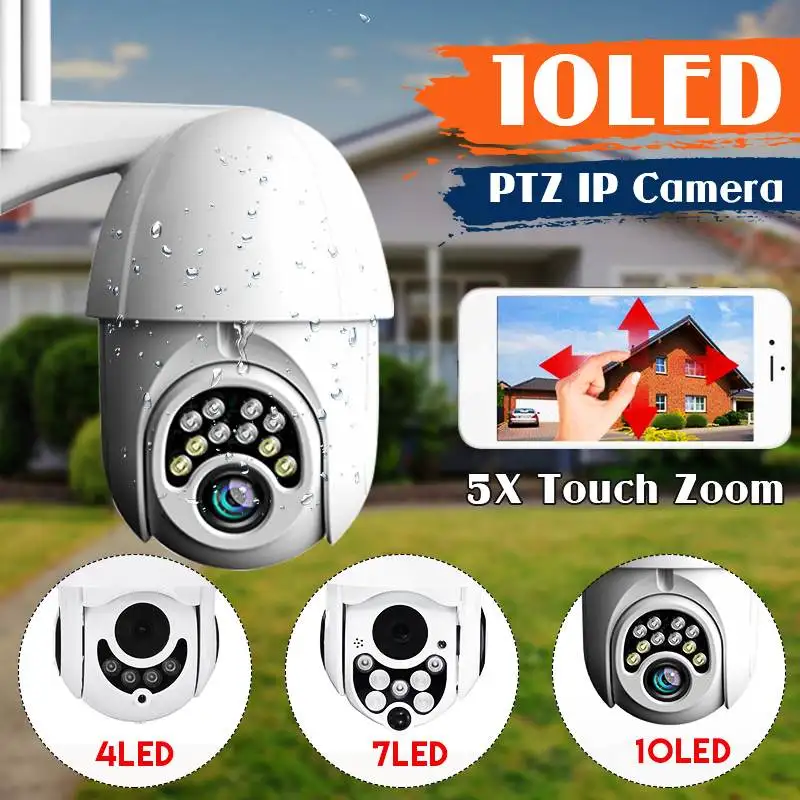 10LED 5X Zoom HD 2MP IP камера безопасности WiFi беспроводной 1080P Открытый PTZ IP66 водонепроницаемый ночного видения ONVIF наблюдения монитор