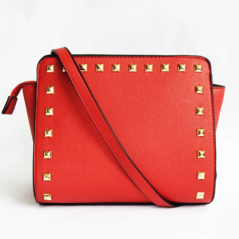

Bag Women's 2019 Autumn New Style Rivet Bag Korean-style Fashion Shoulder WOMEN'S Bag Cross Pattern PU Leather Bag