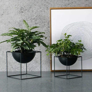 

flower stand living room balcony floor type round plant pot rack green plant Vase Tabletop Vase In Black for Home Decor Wedding