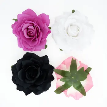 

10pcs White/Black Silk Roses Artificial Flowers 10cm Silk Flowers Head Fake Flowers Artificial For Wedding Decoration