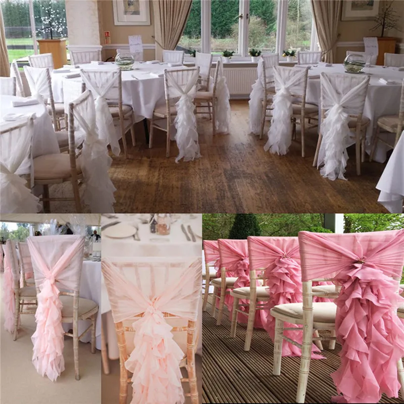 

Fashion Chair Sash with 3D Chiffon Delicate Wedding Decorations Bamboo Chair Covers Party Accessories Free Shipping