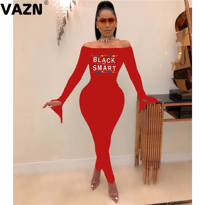 VAZN JH122 Новые 2 цвета с высокой талией сексуальные Клубные Модные сланцы шеи буквы с длинным рукавом эластичные женские обтягивающие длинные узкие комбинезоны