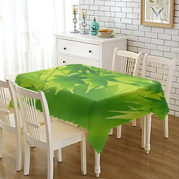 

Fresh Green Leaf Art Tablecloth Household Table Cloth TV Cabinet Tea Table Cloth round Table Placemat