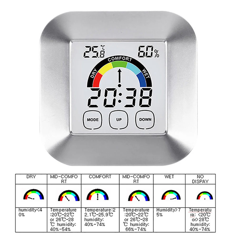 Indoor Multifuntion Digital Clock Touch Control Thermometer Hygrometer Alarm Clocks Wake Up Clock For Home Office Table Clock