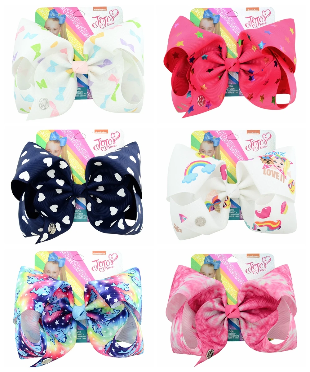 8 Inches Jojo Siwa Colorful Rainbow Star Hair Bows With Clip Kids Girls