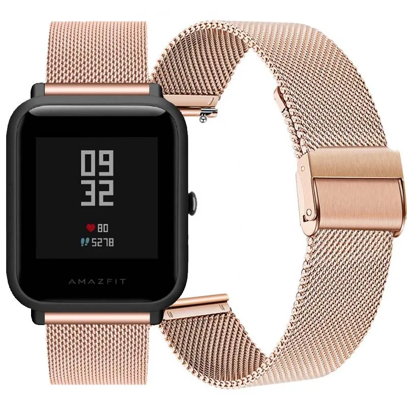 

Ремешок из нержавеющей стали для Amazit Bip, браслет для Xiaomi Huami Amazfit Bip Bit Youth, металлический браслет «Миланская петля»