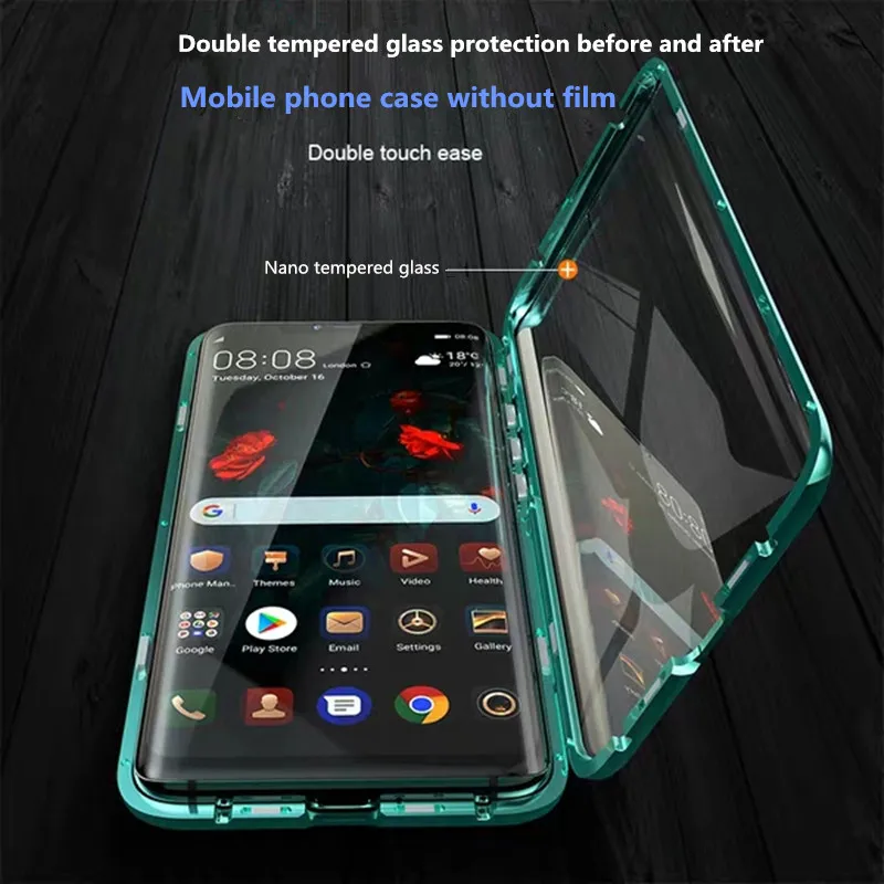 Дешево Huawei p smart 2019 чехол биметаллические двойные стеклянные двери магнитный чехол для maimang 6 7 8 nova 5 5pro 5i 4 4e 3 3i honor v20 20i 20pro 8X10