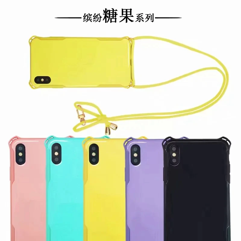 Модный чехол с ожерельем в виде Макарон Для iPhone XS 11 Pro Max XR X 8 7 6 6s Plus Etui для samsung Galaxy S9 S10 Plus противоударный чехол