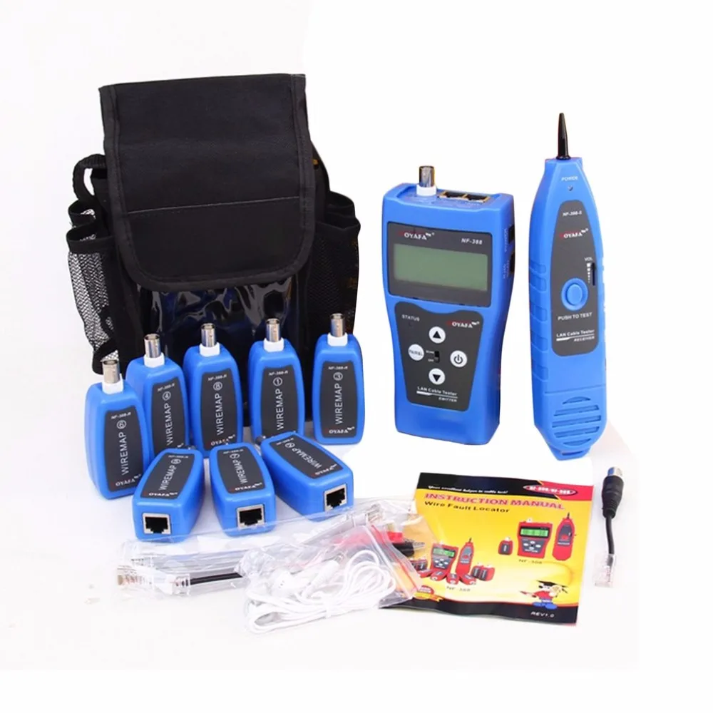 NOYAFA NF-388 English Version Multi-functional Network Cable Tester Remote Cable Tracker RJ45 RJ11 LAN Tester LCD Display Bule