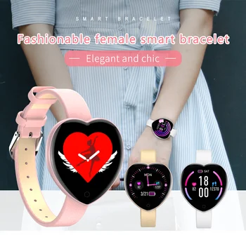 

T52 Female Smart Bracelet Health Check Exercise Step Incoming Call Information Push Love Heart Shape Two-way Anti-lost Watch